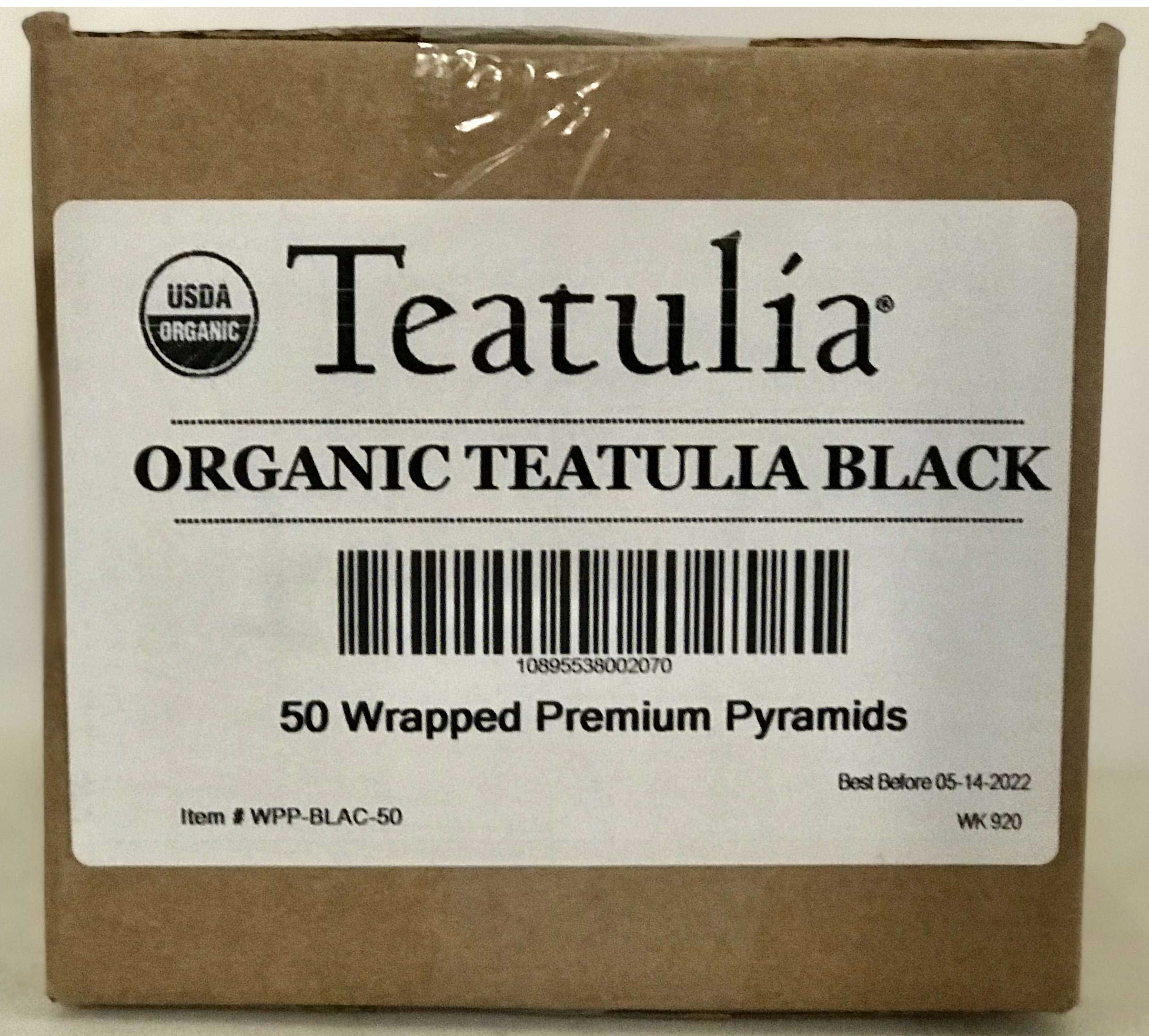 Teatulia Organic Wrapped Premium Pyramid Black Tea -- 50 Per Case