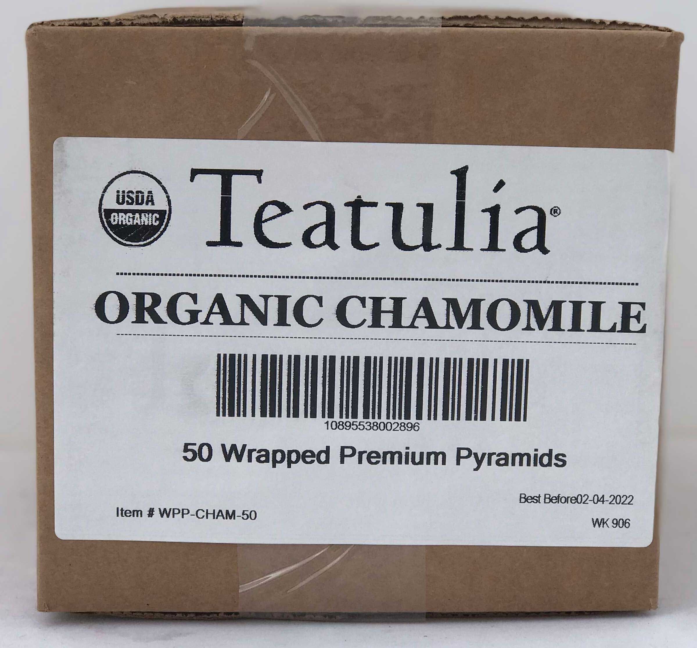 Teatulia Organic Chamomile Wrapped Premium Pyramid Tea -- 50 Per Case