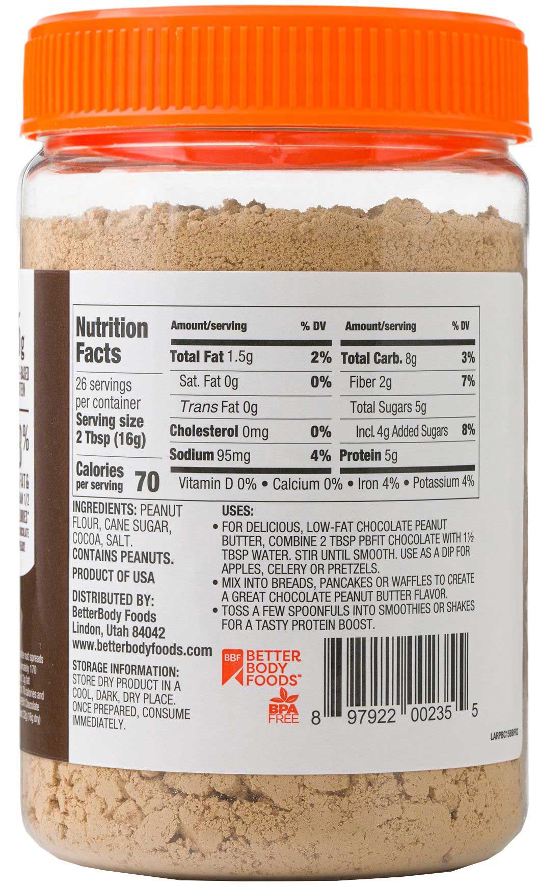 Pbfit Chocolate Peanut Butter Powder, 15 Ounce -- 6 Per Case