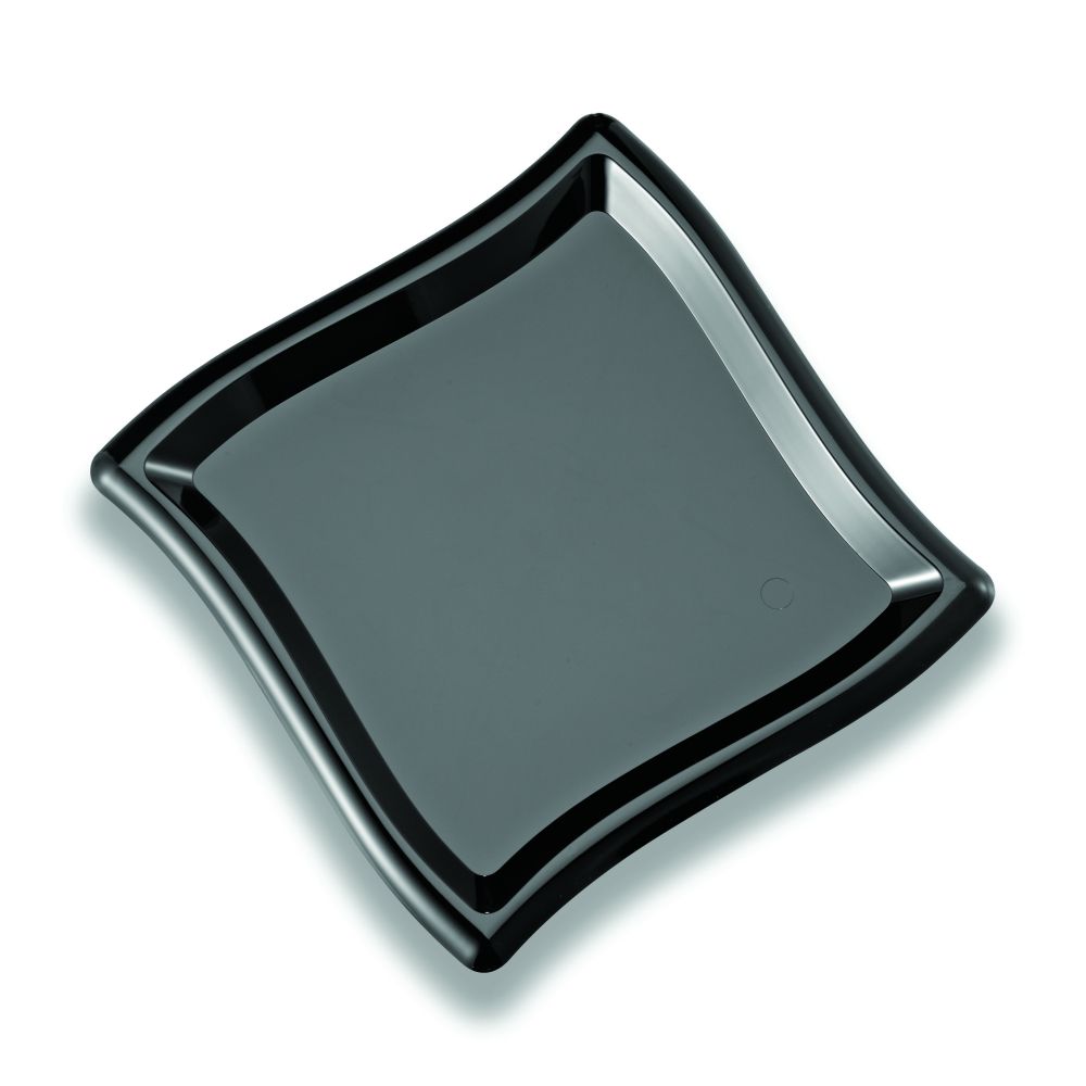 Square Waves Black Compartment Salad Plate, 7 inch -- 120 per case.