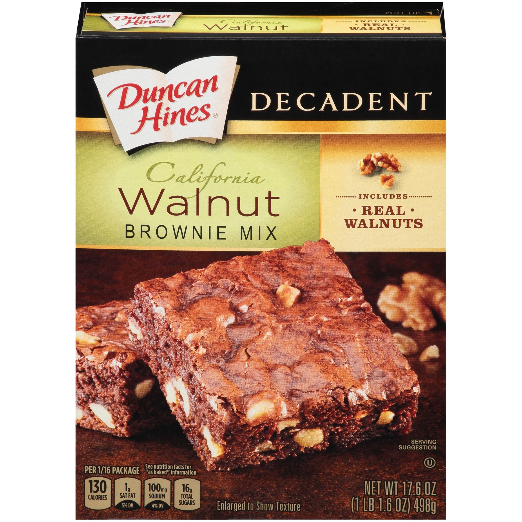 Duncan Hines Walnut Brownie For Chocolate Lovers, 17.6 Ounce -- 12 Per Case