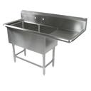 2Pb2028-1Db Pro-Bowl Two Compartment Sink 16 Gauge 20X28X12 in. With 30in. Drainboard With Galvanized Base & Bracing.