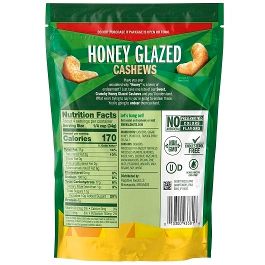 Emerald Honey Glazed Cashews, 5 Ounce -- 6 per case