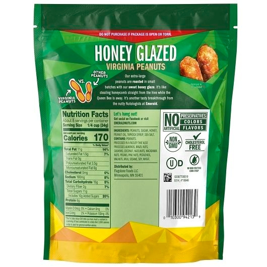 Emerald Honey Glazed Virginia Peanuts, 10 Ounce -- 6 per case