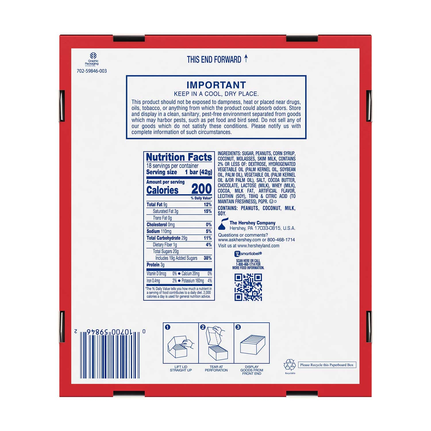 Zagnut Individually Wrapped Crunchy Peanut Butter with Toasted Coconut Candy Bar, 1.51 Ounce -- 288 per case