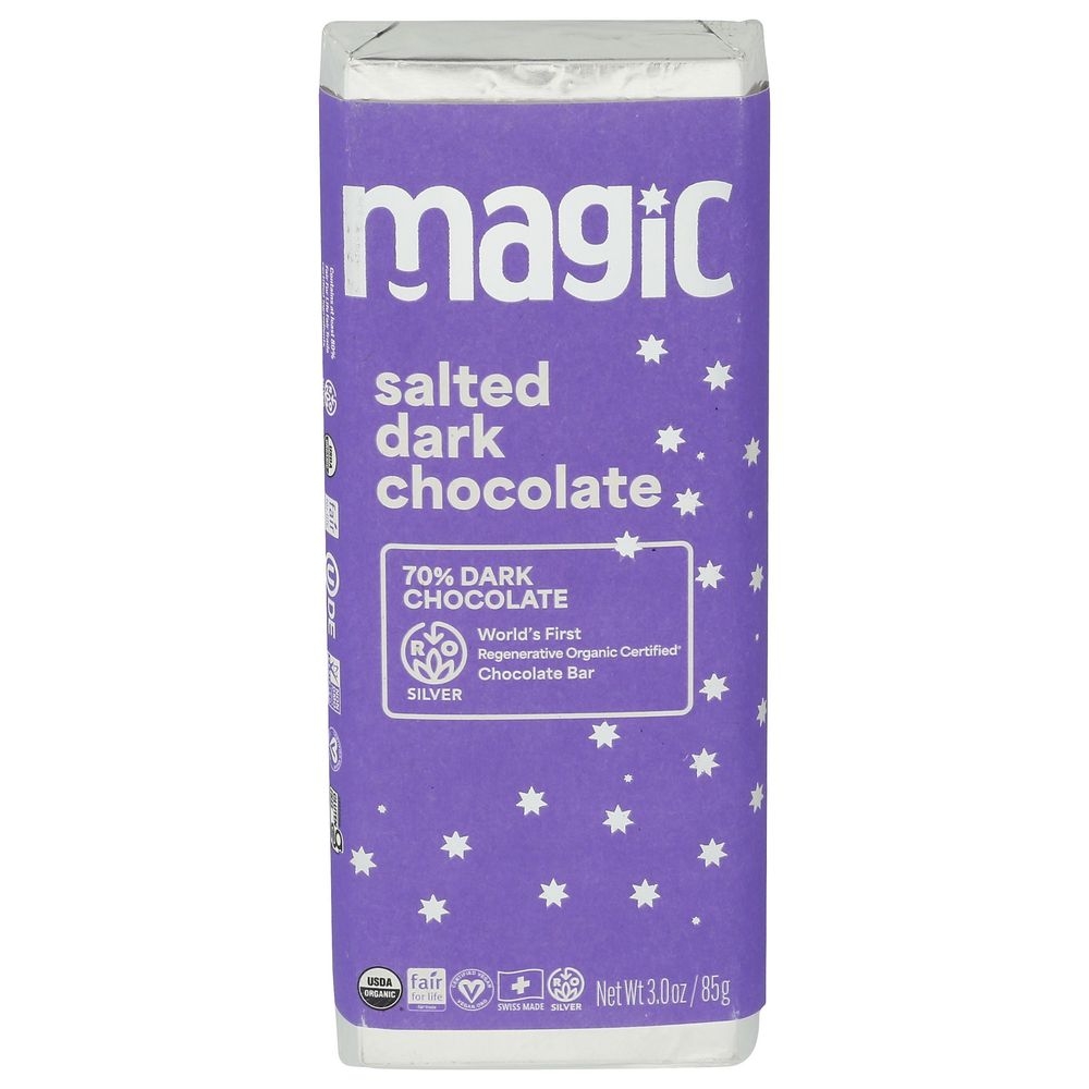 Dr Bronners Magic 70 Percentage Salted Dark Chocolate Bar, 3 Ounce -- 12 per case