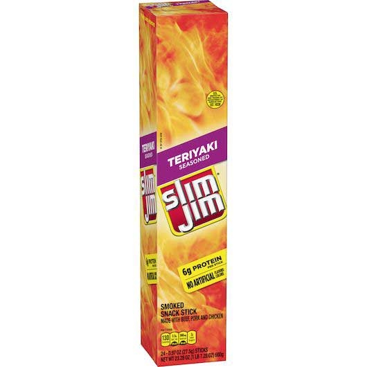 Slim Jim Giant Teriyaki Seasoned Smoked Snack Stick, 0.97 Ounce -- 144 Per Case