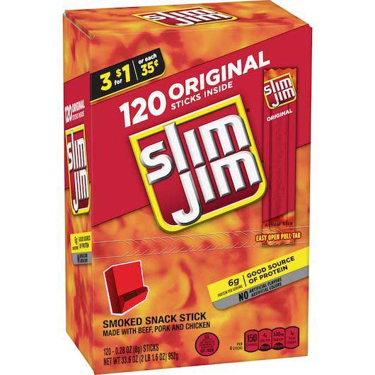 Slim Jim Original Flavor Meat Stick, 0.28 Ounce -- 240 Per Case