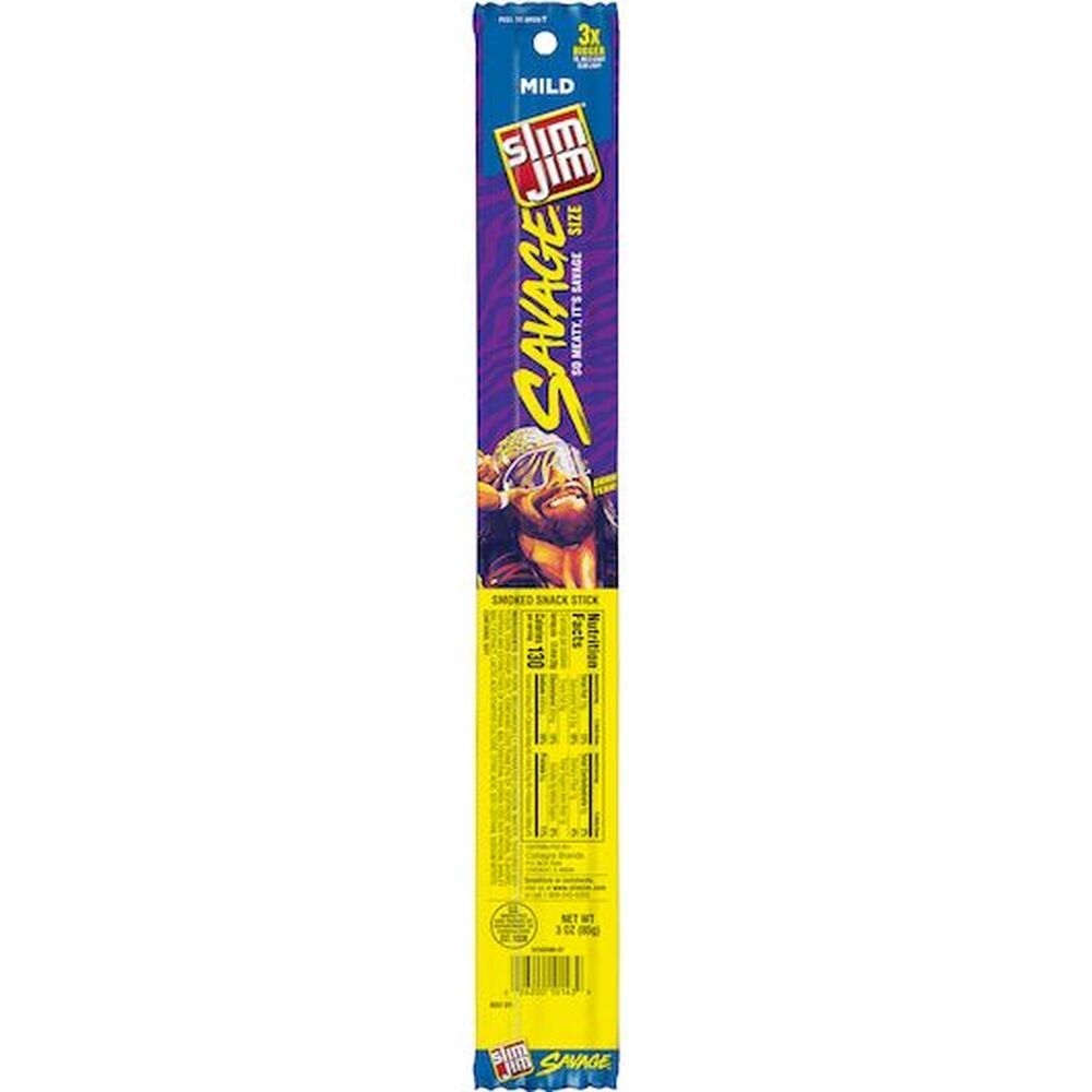 Slim Jim Savage Mild Smoked Meat Sticks, 3 Ounce, 12 Count -- 6 Per Case