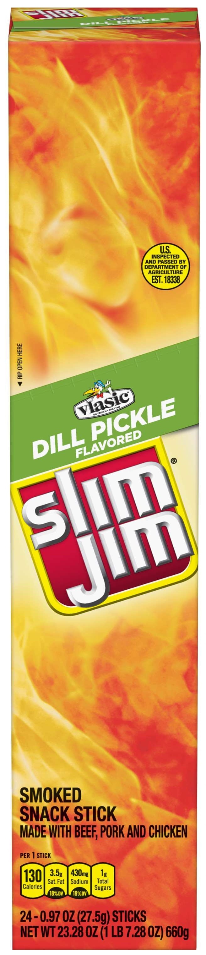 Slim Jim Giant Dill Pickle Smoked Snack Stick, 0.97 Ounce -- 144 Per Case