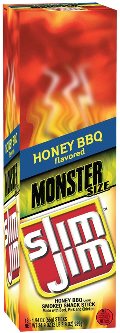 Slim Jim Honey Barbeque Monster Stick, 18 Count Per Box -- 6 Per Case