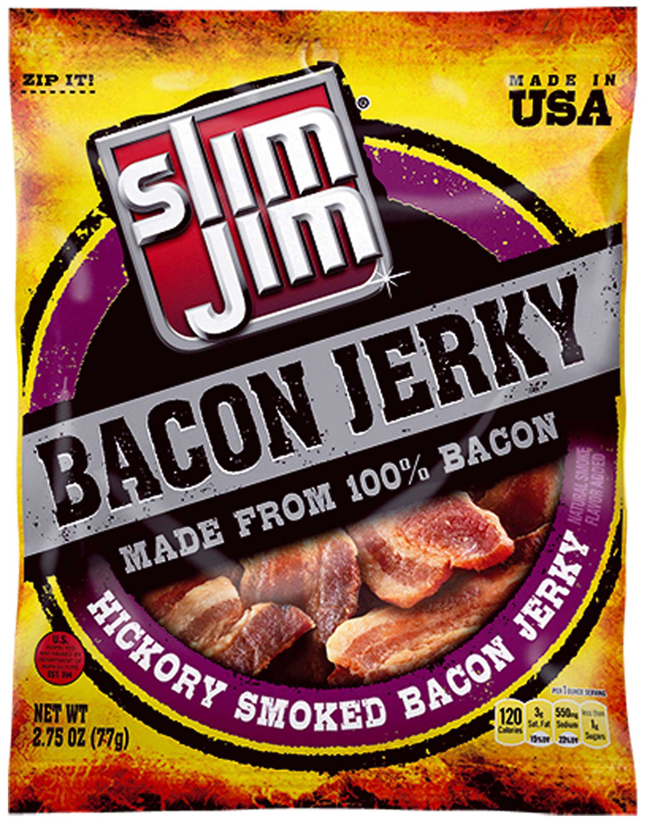 Slim Jim Hickory Smoked Bacon Jerky, 2.75 Ounce -- 8 Per Case