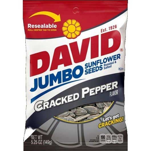 Davids Cracked Pepper Jumbo Sunflower Seeds, 5.25 Ounce -- 12 Per Case