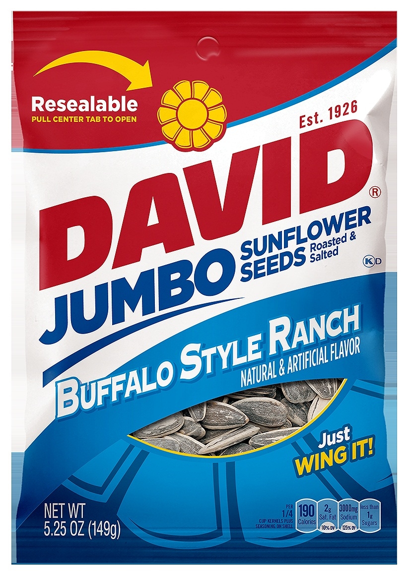 David Jumbo Buffalo Style Ranch Sunflower Seed, 5.25 Ounce -- 12 Per Case