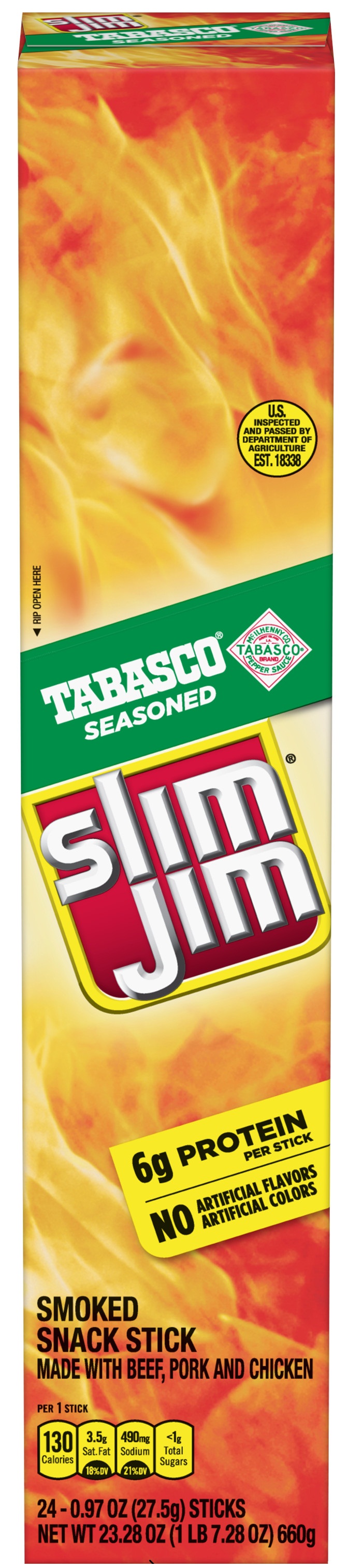Slim Jim Mixed Snack Stick, 0.97 Ounce Stick -- 96 Per Case