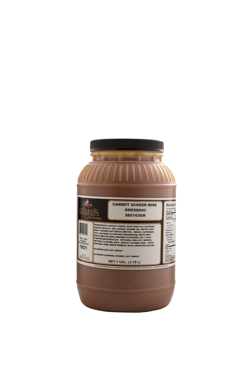 Girards Carrot Ginger Miso Dressing, 1 Gallon -- 2 per case.