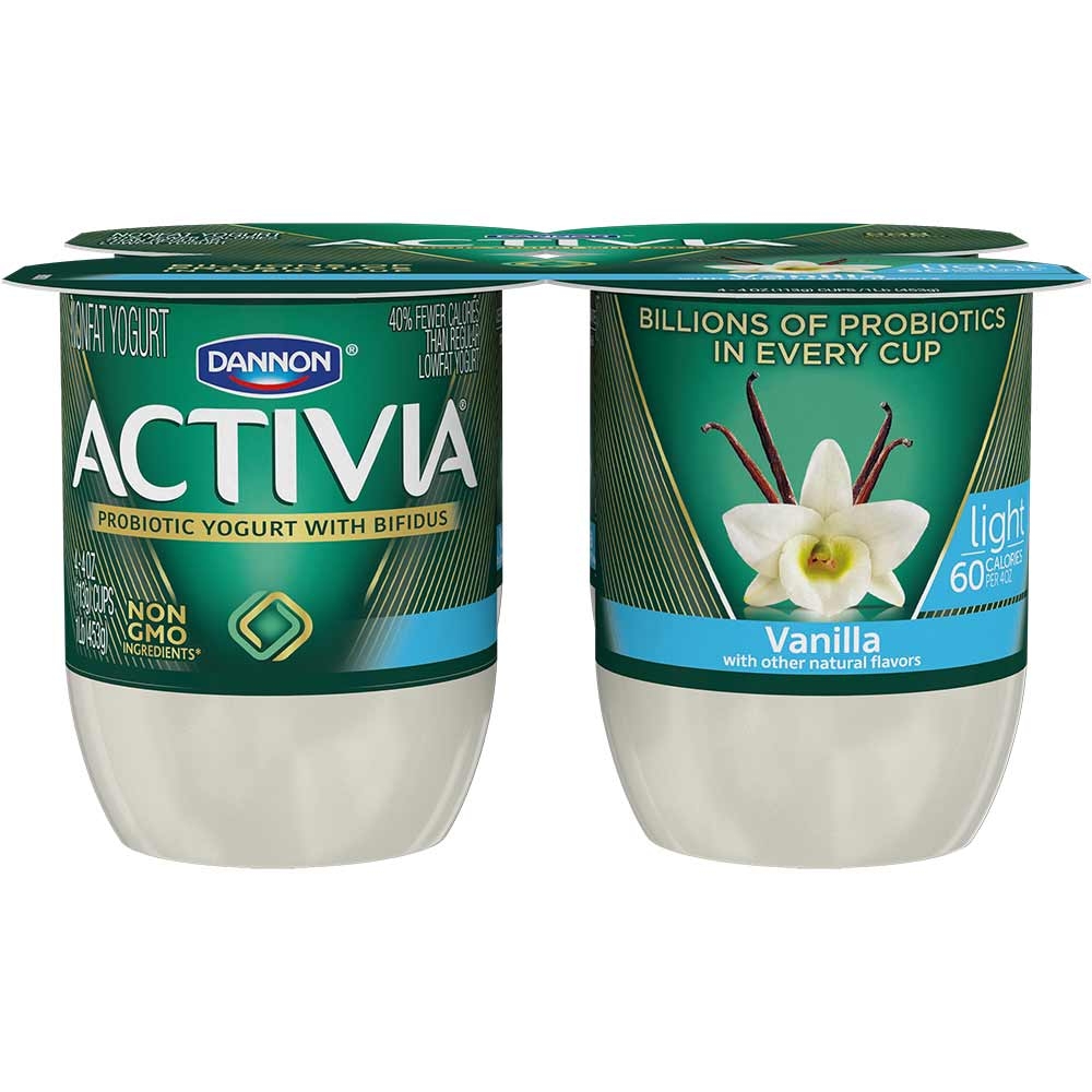 Activia Light Vanilla Probiotic Low Fat Yogurt, 4 Ounce -- 24 per case.