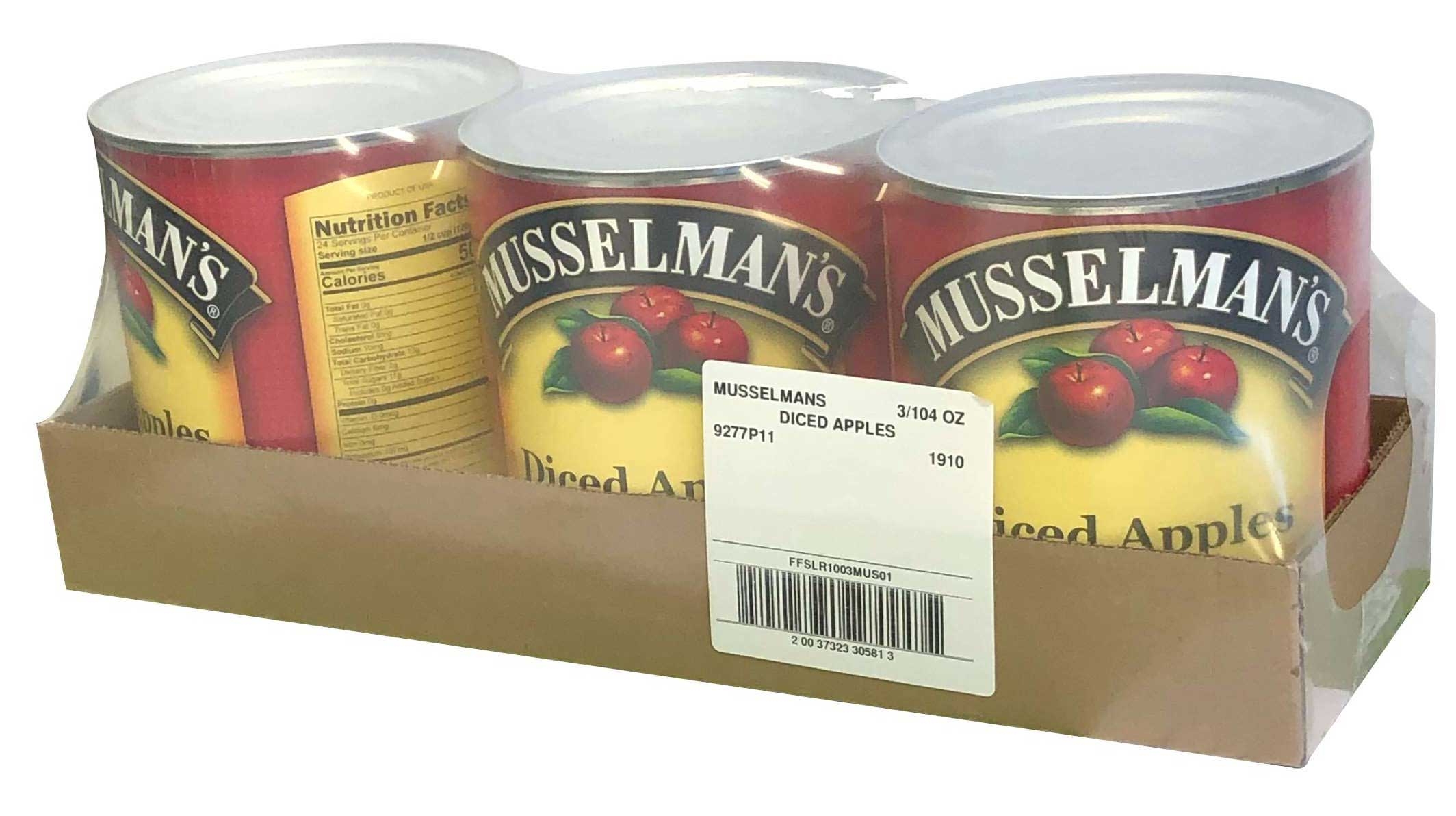 Musselmans Diced Apples - Water Pack, 104 Ounce Can -- 3 per case