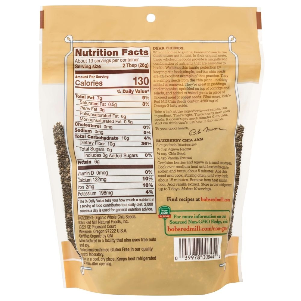 Bobs Red Mill Organic Chia Seeds, 12 Ounce -- 5 per case