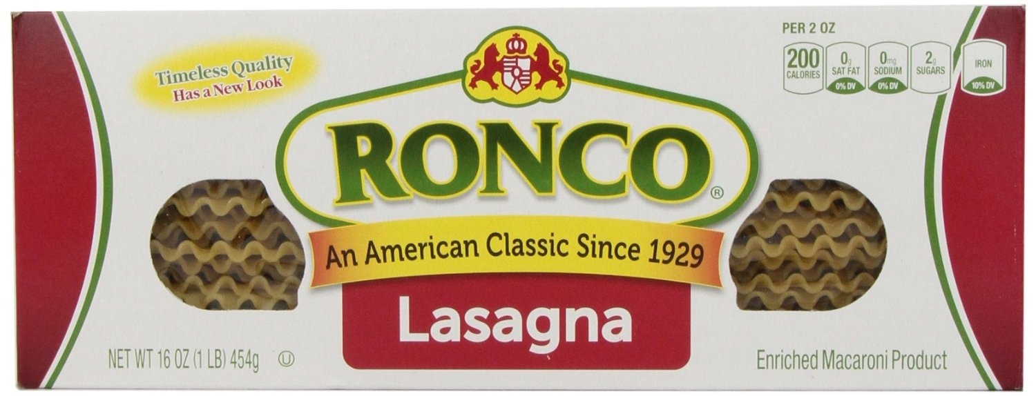 Ronco Lasagna, 16 Ounce -- 12 per case.