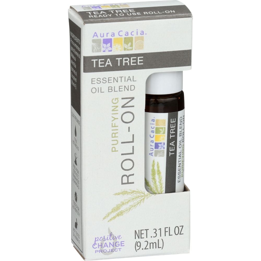 Aura Cacia Tea Tree Essential Oil Blend Roll On, 0.31 Fluid Ounce -- 4 per case