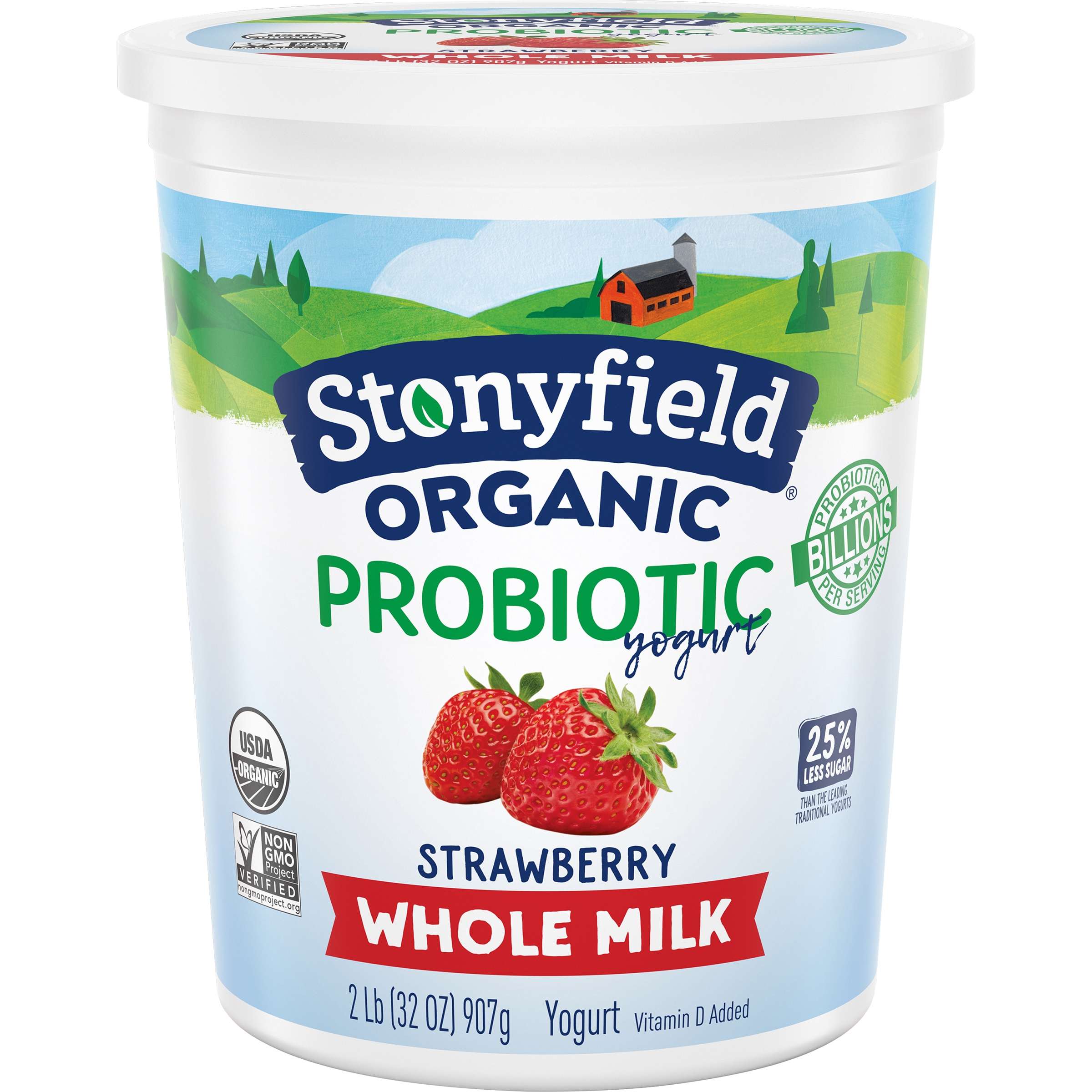Stonyfield Farm Organic Strawberry Yogurt, 32 Ounce -- 6 per case.