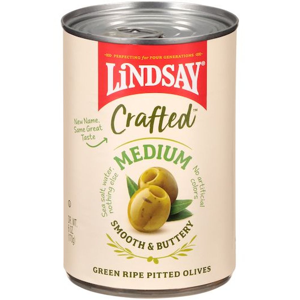 Lindsay Crafted Medium Pitted Green Olives, 6 Ounce -- 12 Per Case