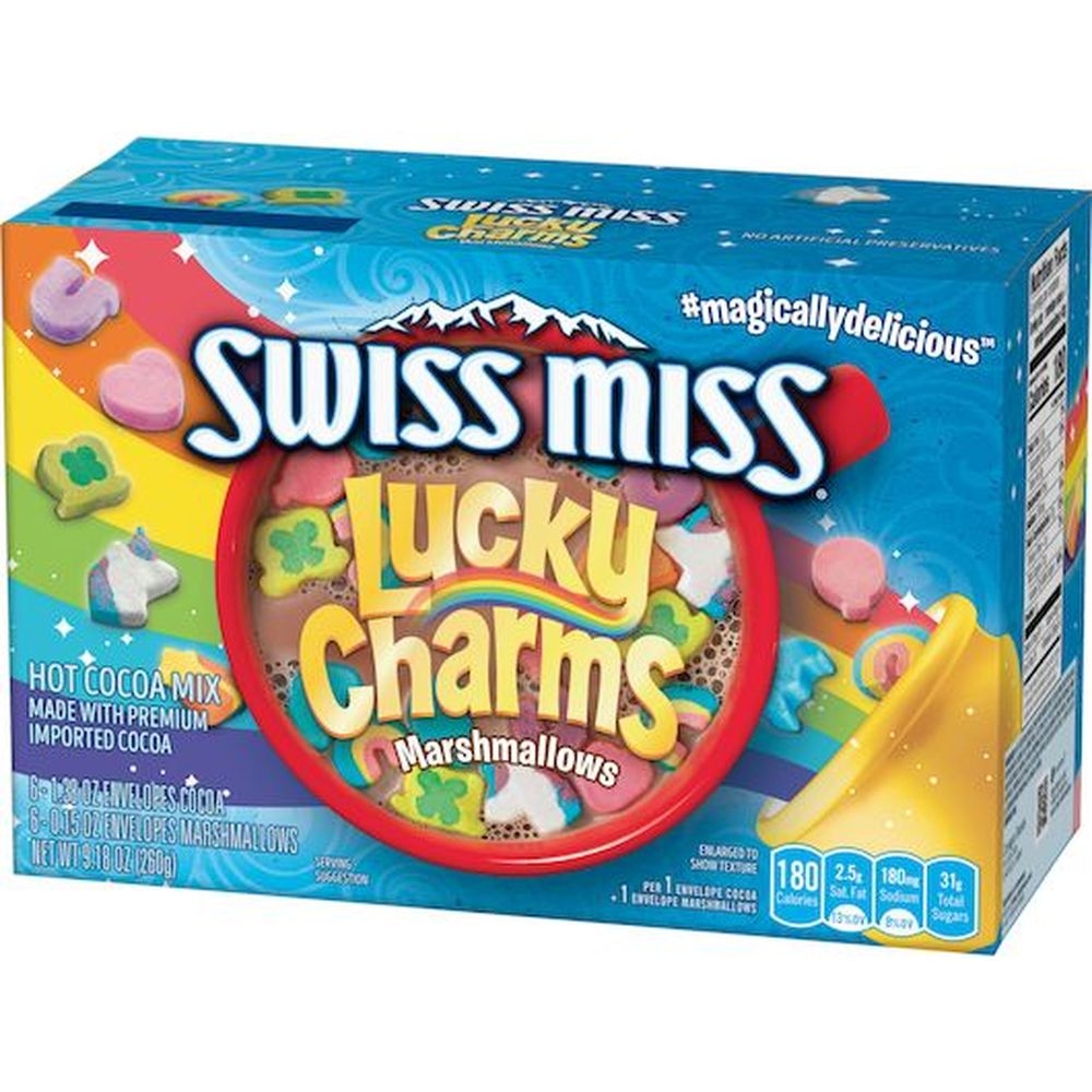 Swiss Miss Chocolate Flavor Hot Cocoa Mix With Lucky Charms Marshmallows, 9.18 Ounce -- 8 Per Case