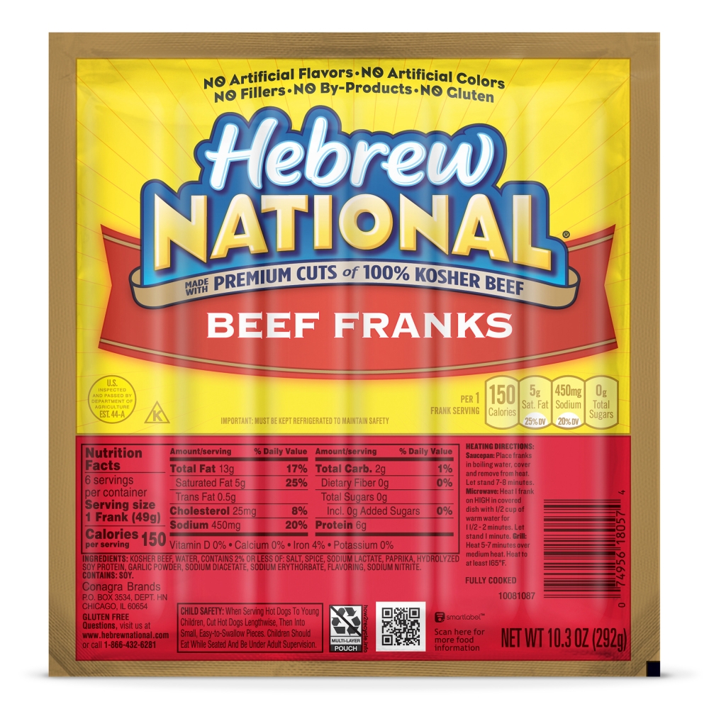 Hebrew National Original Beef Frank, 10.3 Ounce -- 12 Per Case
