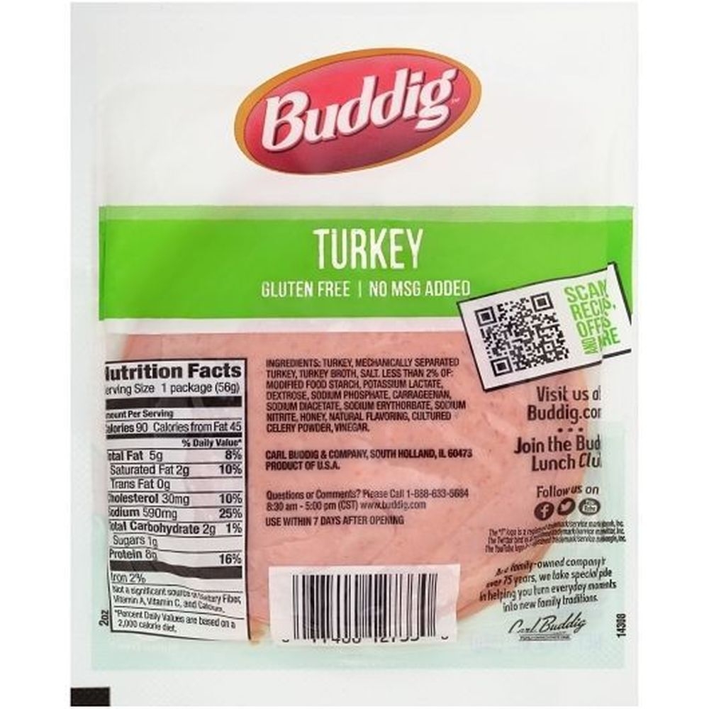 Carl Buddig Original Smoked Turkey, 2 Ounce -- 12 per case