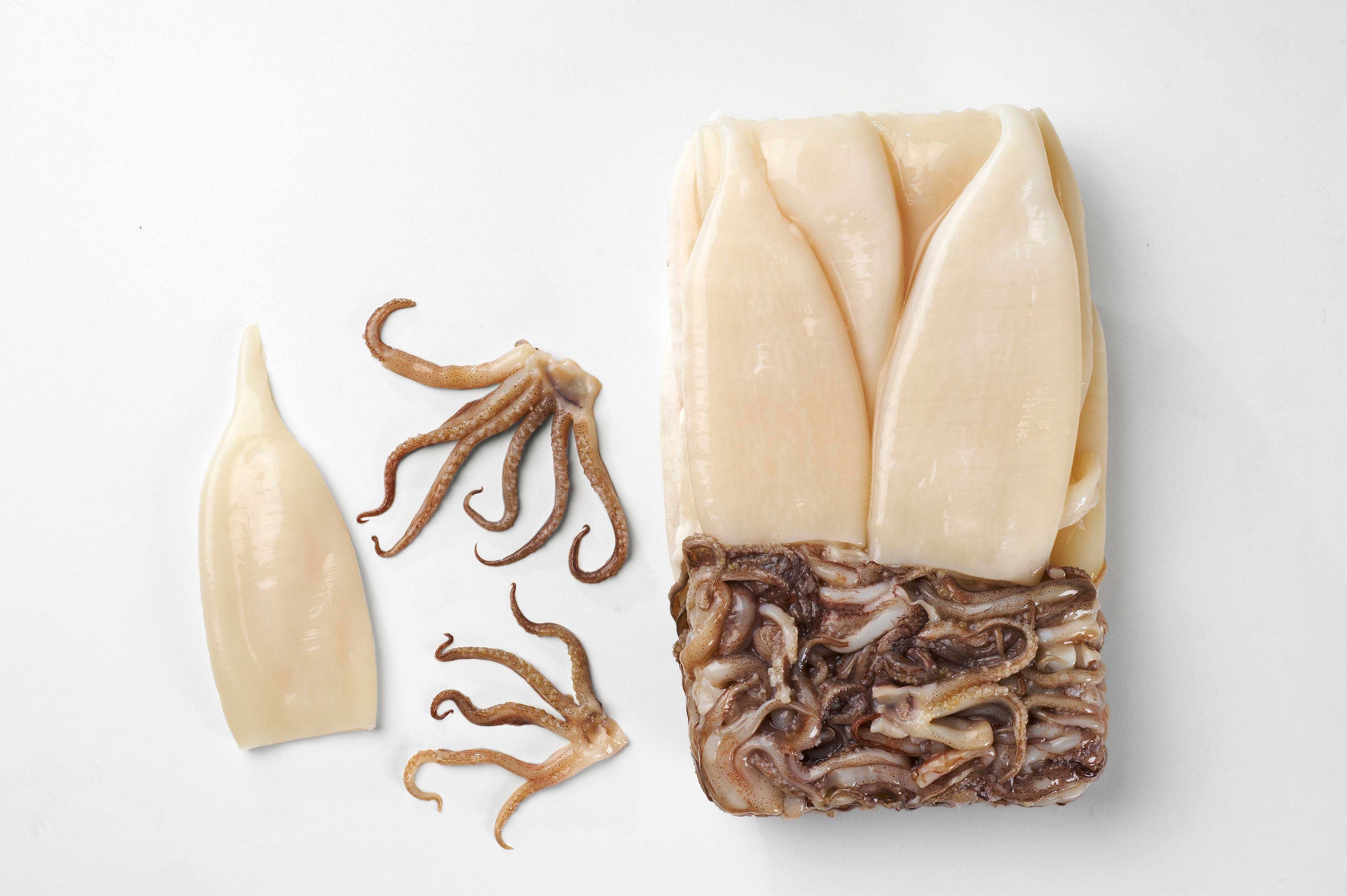 Panapesca Fully Cleaned Todarodes Raw Squid Tubes And Tentacles, 5/8 Inch Tubes, 2.5 Pound -- 4 Per Case
