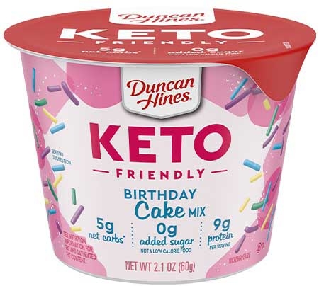 Duncan Hines Keto Friendly Birthday Cake Mix, 2.1 Ounce Cup -- 12 Per Case
