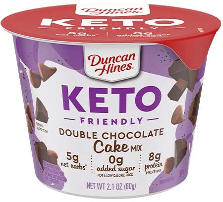 Duncan Hines Keto Friendly Double Chocolate Cake Mix, 2.1 Ounce Cup -- 12 Per Case