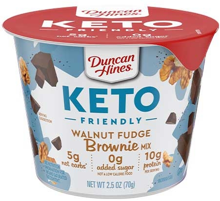 Duncan Hines Keto Friendly Walnut Fudge Brownie Mix, 2.5 Ounce Cup -- 12 Per Case
