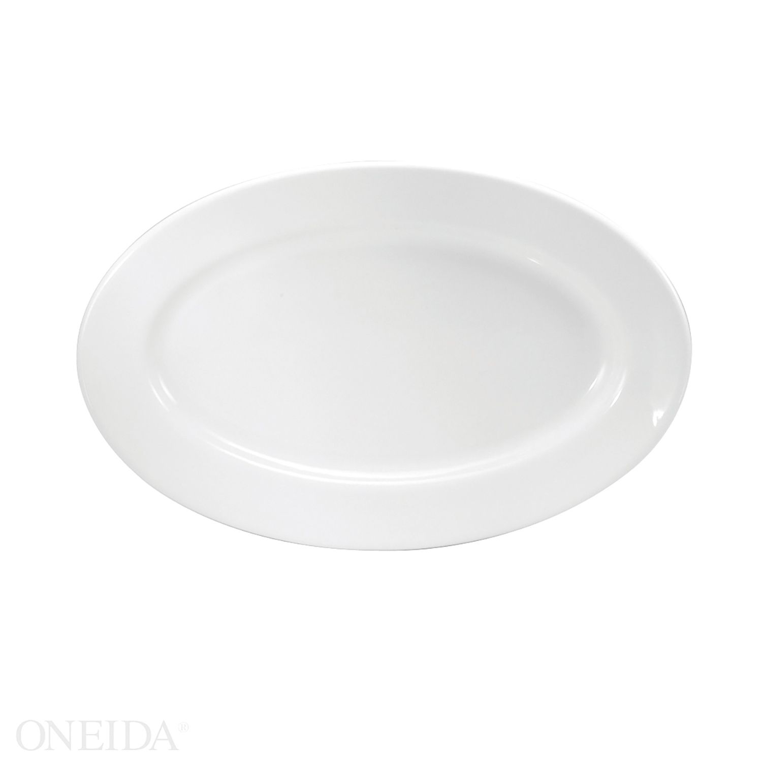 Oneida Buffalo Cream White Undecorated Rolled Edge Platter, 15 1/2 Inch -- 6 Per Case
