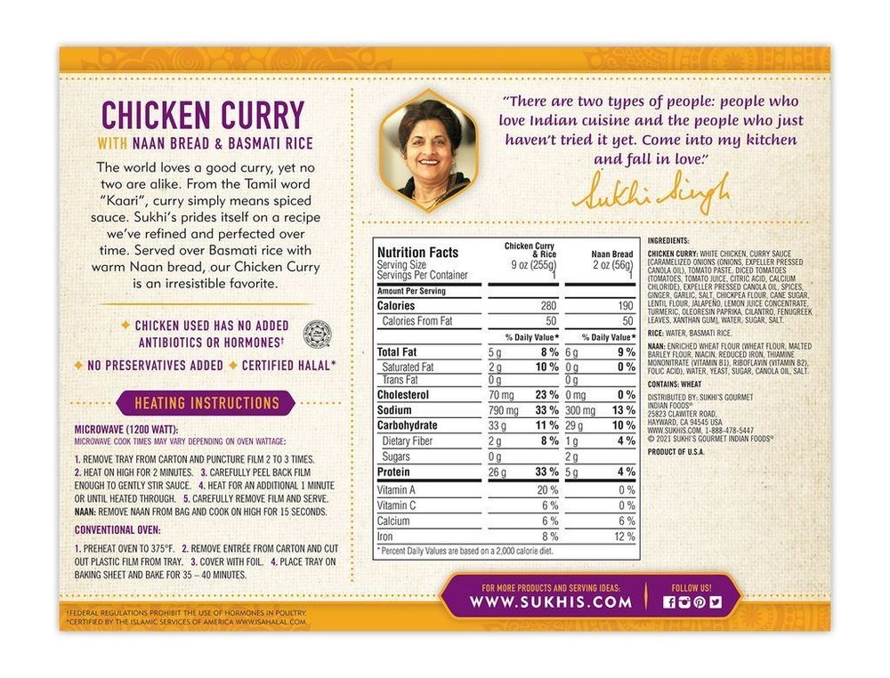 Sukhis Chicken Curry with Naan, 11 Ounce -- 6 per case