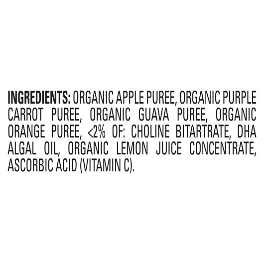 Happy Baby Apples Purple Carrots and Guava with Dha and Choline Brain Support Blends Baby Food for Stage 2, 4 Ounce - 16 per case