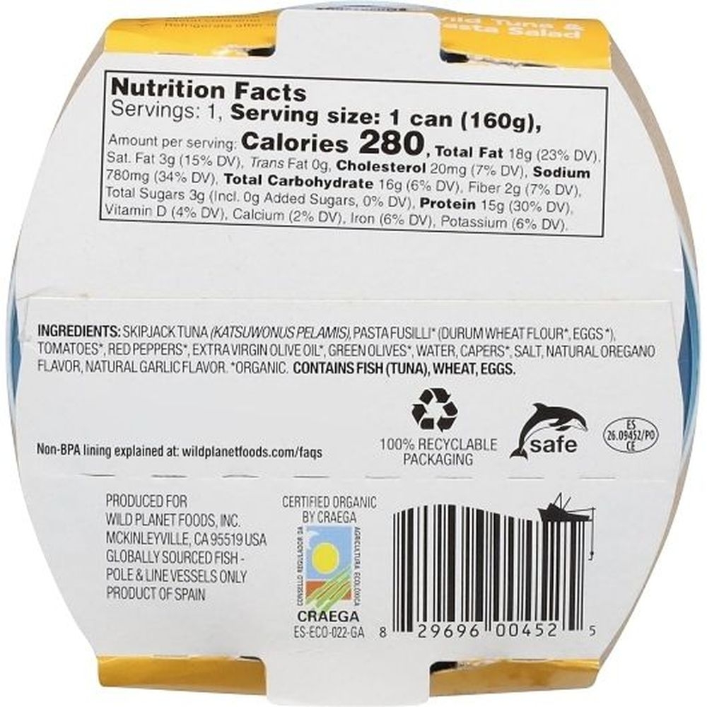 Wild Planet Tuna and Pasta Salad, 5.6 Ounce - 9 per case