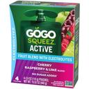 Gogo Squeez Active Lyte Up Cherry Raspberry Lime Fruit Blend with Electrolytes, 4 count -- 9 per case