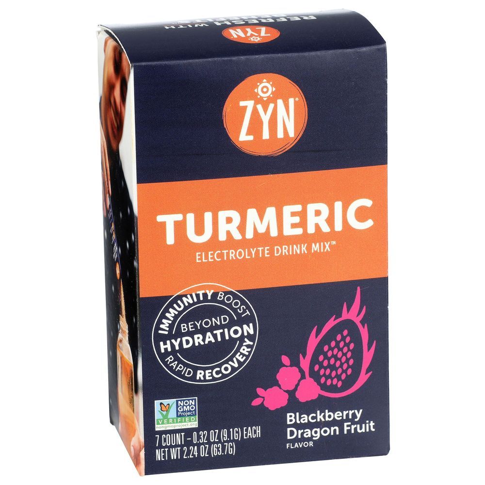 Zyn 0.32 Ounce Blackberry Turmeric Electrolyte Drink Mix, 7 Count -- 8 Per Case