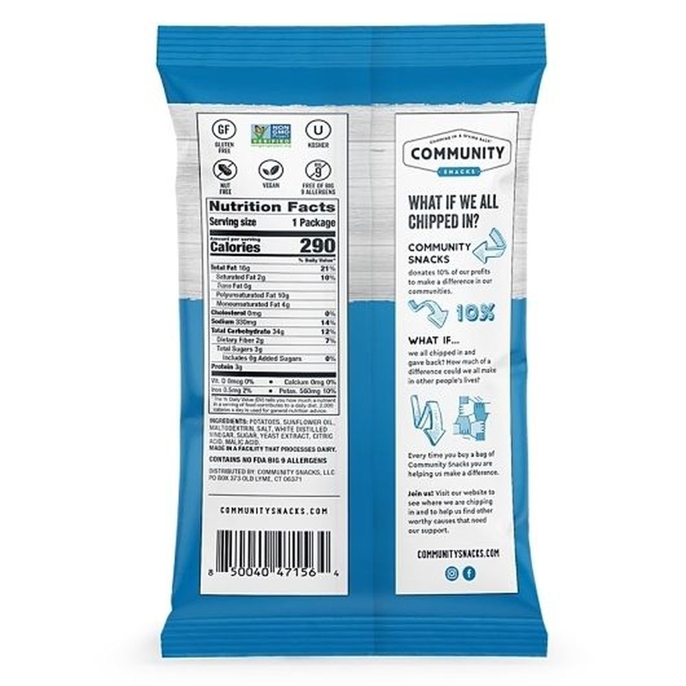 Community Snacks Sea Salt and Vinegar Kettle Cooked Potato Chips, 2 Ounce -- 25 per case