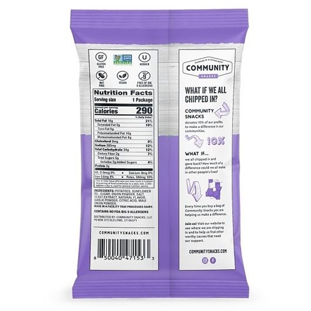 Community Snacks Sweet Maui Onion Kettle Cooked Potato Chips, 2 Ounce -- 25 per case