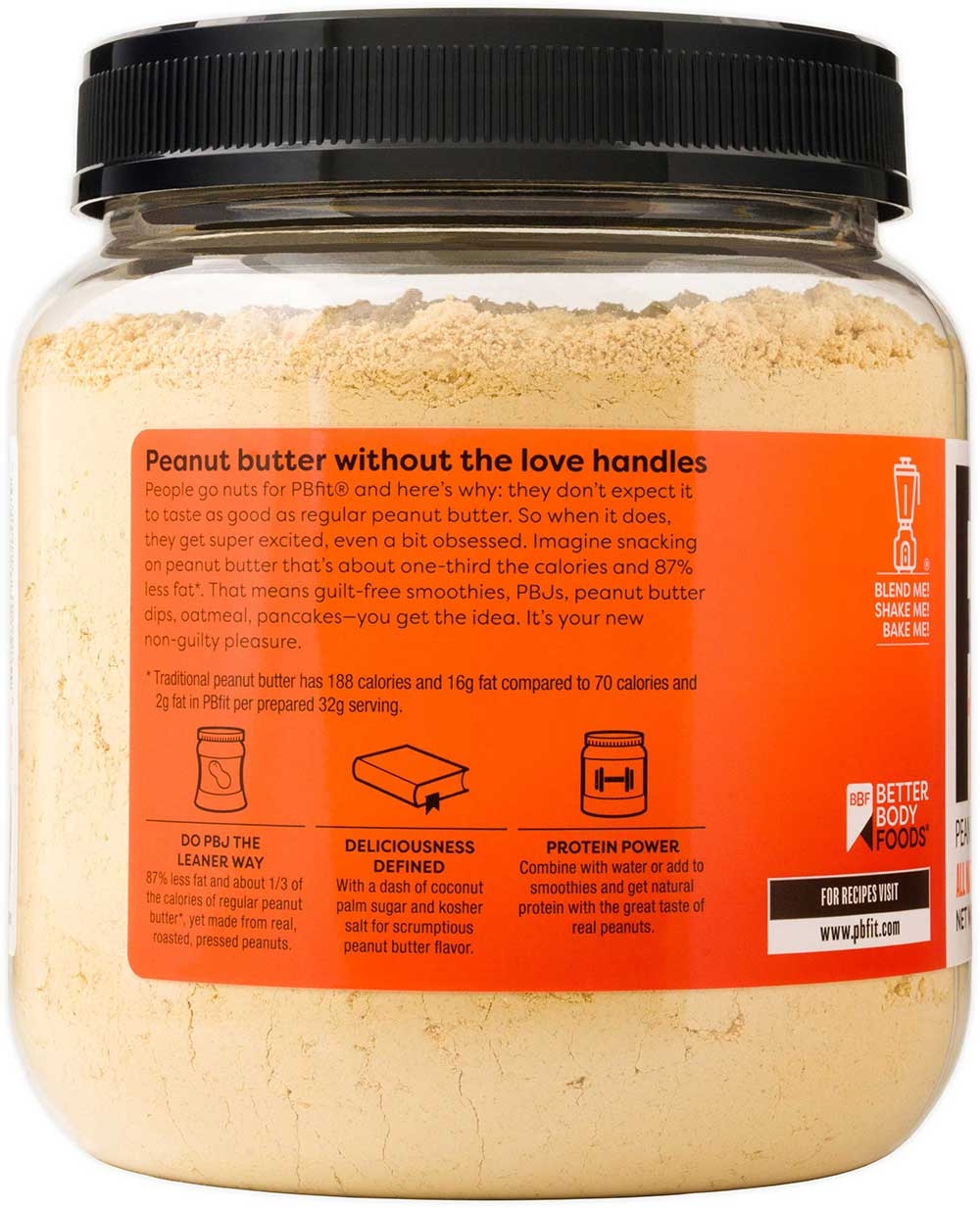 BEtterbody Foods PBfit Peanut Butter Powder, 24 Ounce -- 3 per case