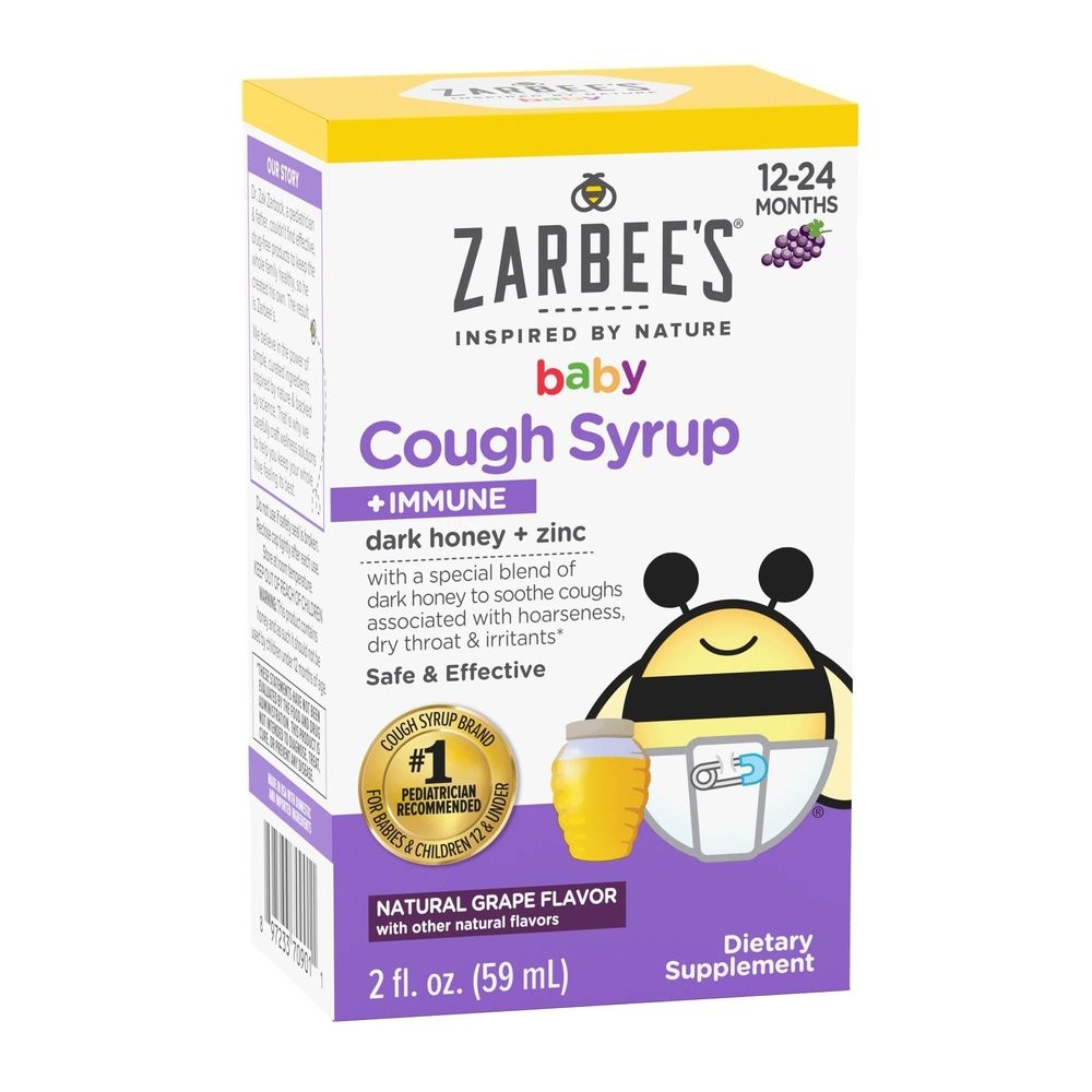 Zarbees Grape Baby Immune Cough Syrup, 2 Fluid Ounce -- 12 per case