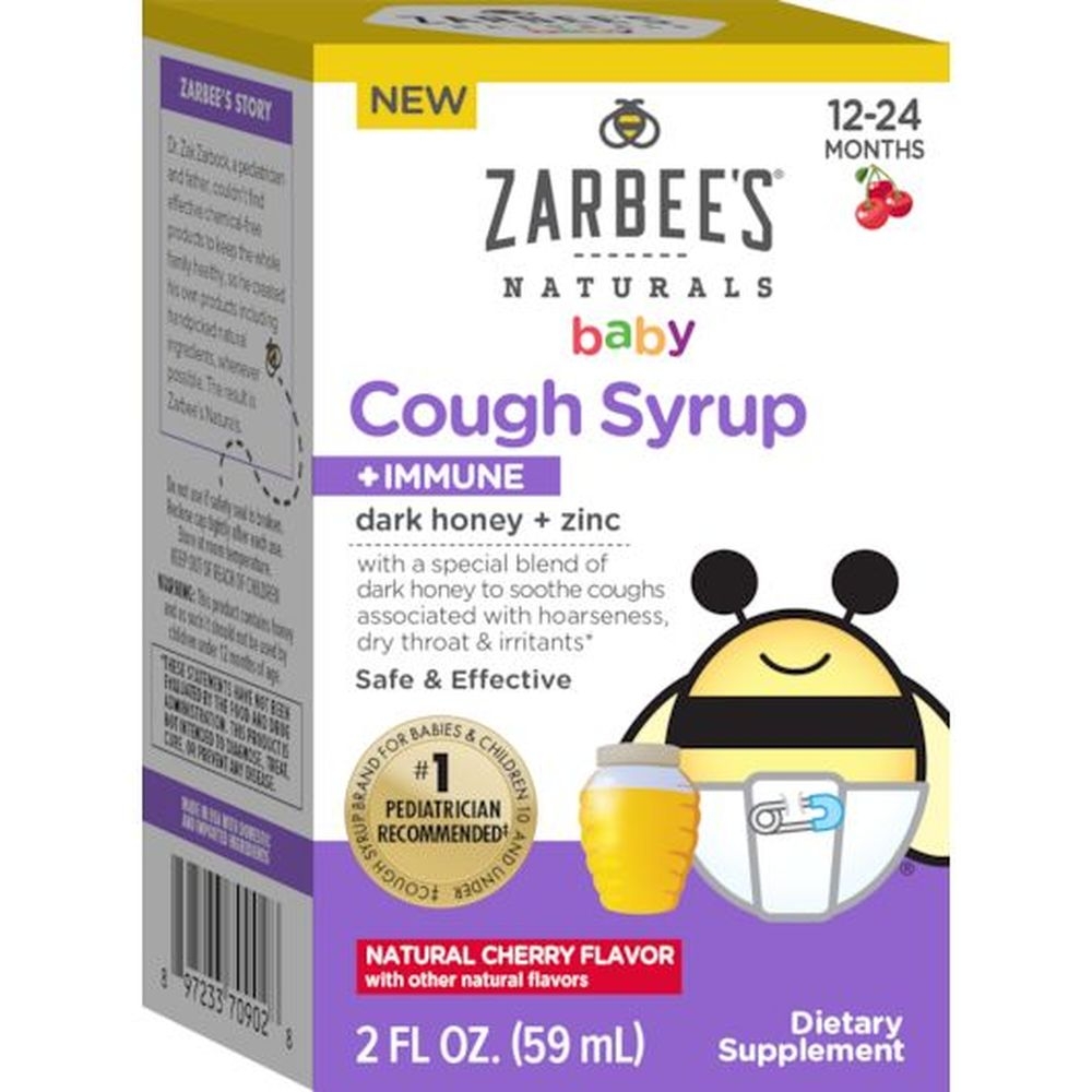 Zarbees Cherry Flavor Baby Immune Cough Syrup, 2 Fluid Ounce -- 12 per case