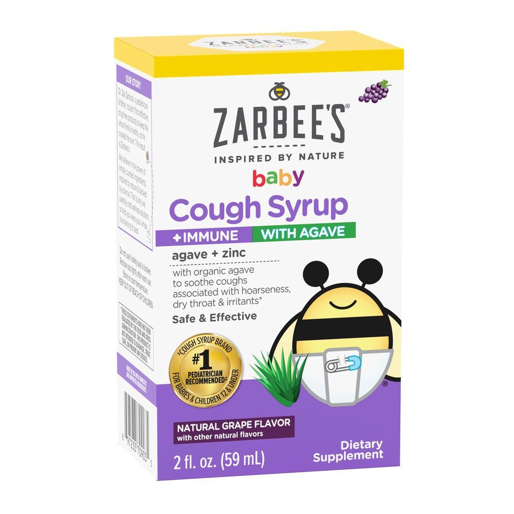 Zarbee's Baby Cough Syrup Plus Immune With Agave, 2 Fluid Ounce -- 12 Per Case