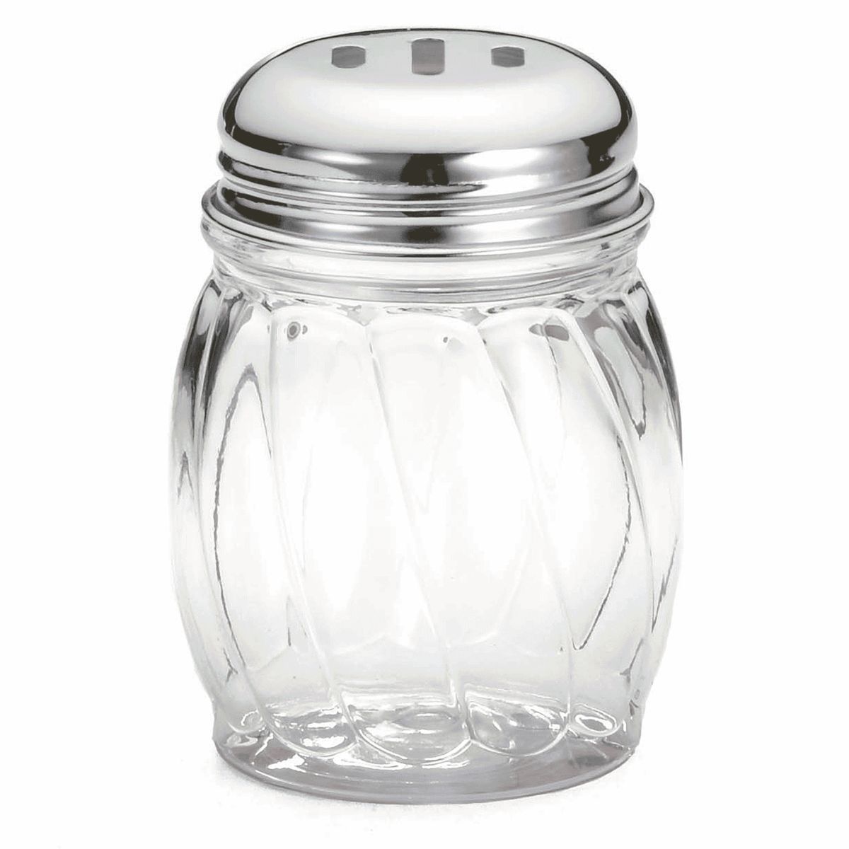 Tablecraft Swirl Plastic Shaker With Chrome Plated Metal Slotted Top, 6 Ounce Capacity -- 24 Per Case
