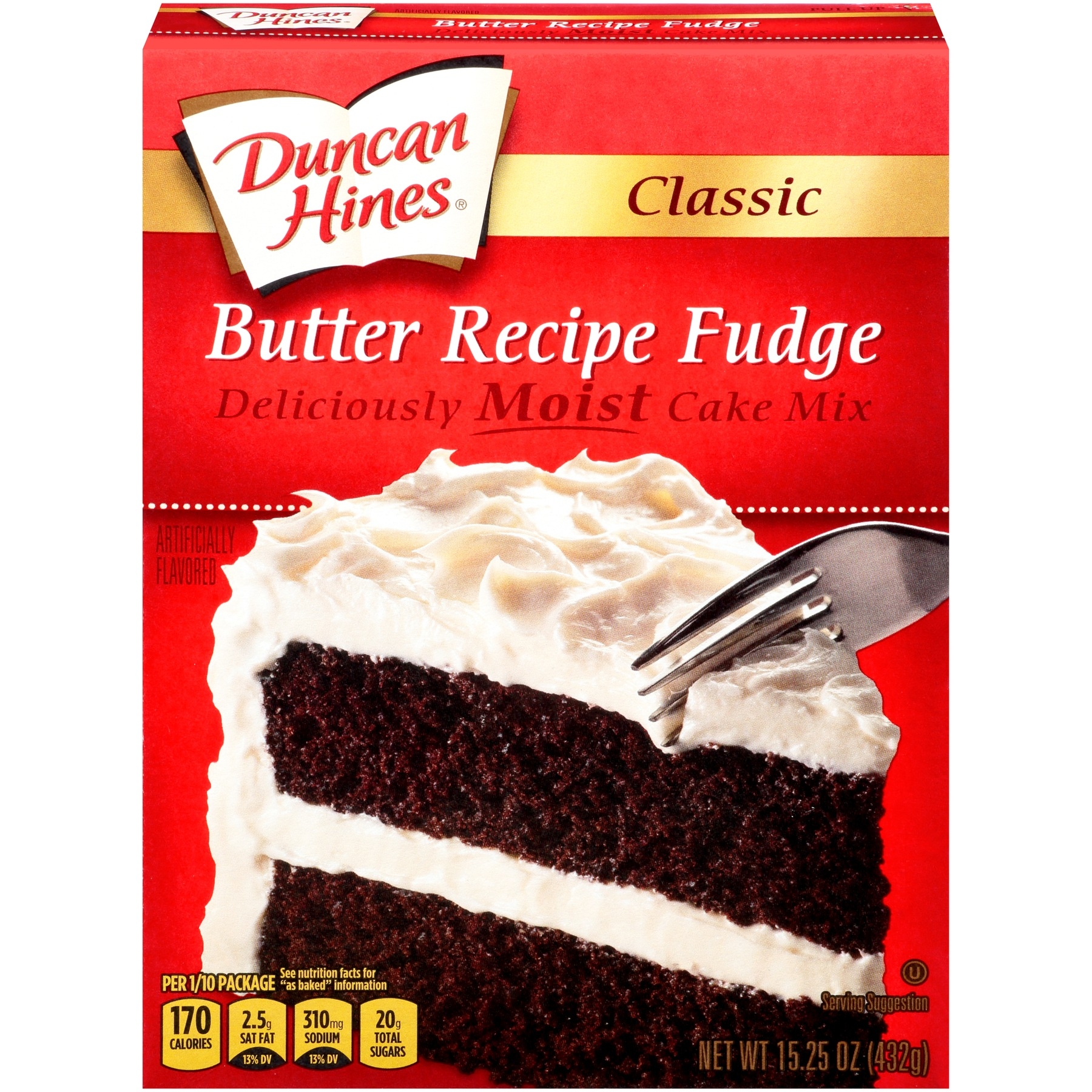 Duncan Hines Classic Butter Recipe Fudge Moist Cake Mix, 15.25 Ounce -- 12 Per Case