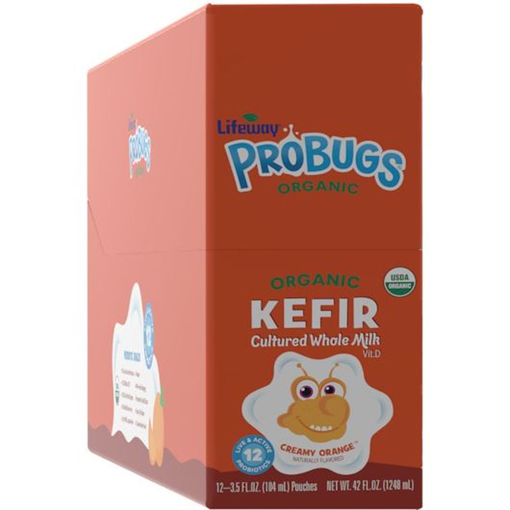 Lifeway Probugs Creamy Orange Kefir, 3.5 Ounce -- 12 per case