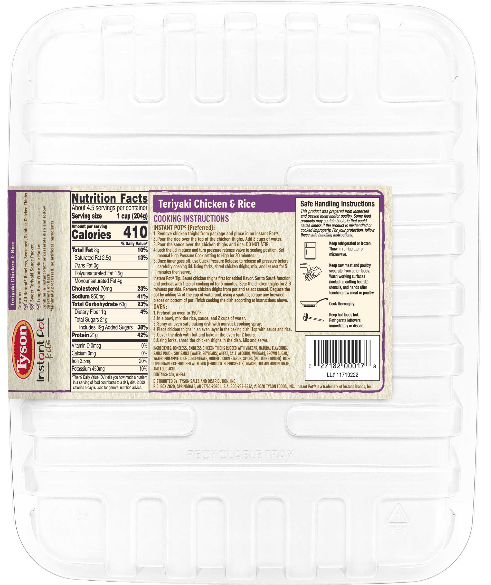 Tyson Instant Pot Teriyaki Chicken and Rice Kit, 1.938 Pound -- 6 per case